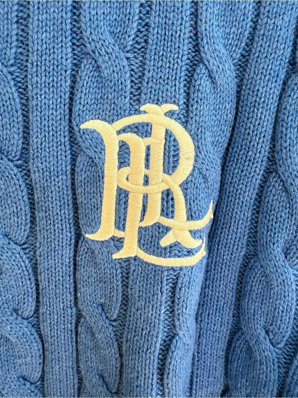 Ralph Lauren Royal Blue Cable-Knit Short Sleeve Crewneck Sweater Size L
